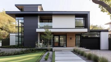 This home takes a minimalist approach to color using a simple yet striking combination of black white and shades of gray. The result is a sleek and modern look that allow photo