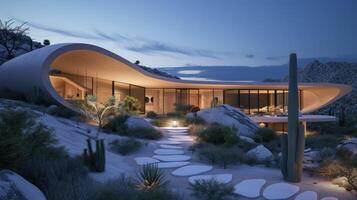 Designed to mimic the shapes and colors of the desert landscape its situated in this house seamlessly blends into its surroundings creating an oasislike retreat photo