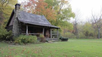 This rustic log cabin sits on the edge of the orchard offering a secluded escape from the hustle and bustle of everyday life. Enjoy a cup of hot cider on the porch swing whil photo