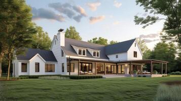 This modern farmhouse serves as a peaceful refuge from the chaos of everyday life. The open and airy design allows for an effortless flow between the indoors and outdoor photo