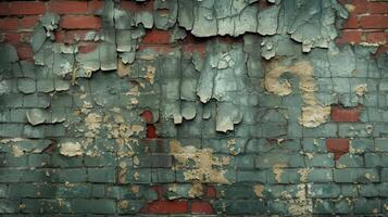 Texture of crumbling brick with bits of mortar missing and a rough weathered surface on a disused buildings facade photo