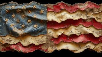 Closeup of the rippling flag revealing its intricate pattern and texture photo