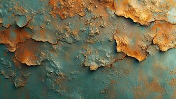 Closeup of a weathered bronze texture with a mix of rough and smooth textures and patches of patina photo