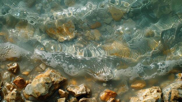 Texture of rainwater forming small pools on a gl balcony creating a microcosm of wavy textures and abstract patterns photo