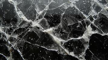 Texture of cracked ice resembling a frozen spider web with intricate patterns and lines photo