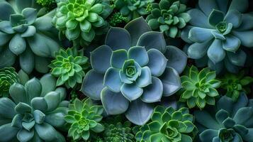 Texture of a succulent plant with plump smooth leaves arranged in a geometric pattern photo