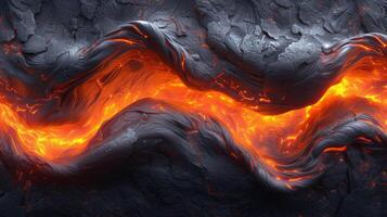 Texture of vibrant lava as it cools capturing the flow and movement of its fiery essence photo