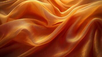 Closeup of abstract silk texture with delicate swirls of gold and hints of deep red evoking a sense of luxury and elegance photo