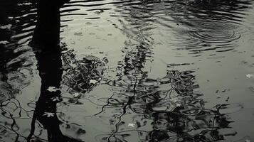 Texture of distorted reflections on a pond as leaves and branches sway in the slight current photo