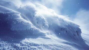 Blowing snow adding a dynamic chaotic texture to an otherwise smooth and frozen landscape photo