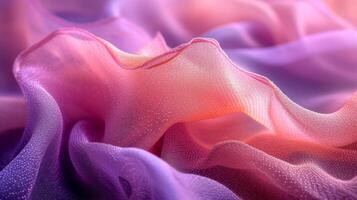 Texture of abstract silk in shades of pastel pink and lavender featuring intricate patterns and subtle variations in texture photo