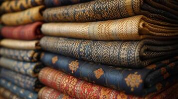 Intricate closeup of intricately woven textile layers showcasing the skill and craftsmanship behind each piece photo