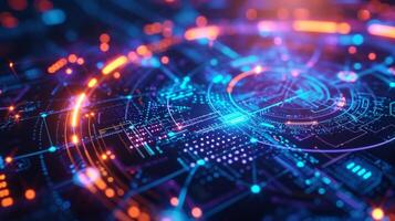 A holographic visualization of smart contracts exeing automatically and securely showcasing the automation and efficiency of blockchain technology photo