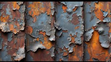 Closeup of an old car door its metal surface coated in layers of rust embodying the page of time and evoking a sense of nostalgia for a bygone era photo