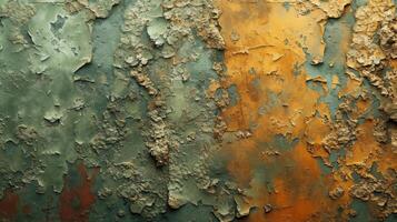Texture of rough and textured paint displaying a spectrum of mottled browns and greens photo