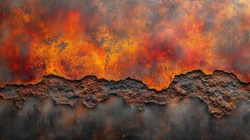 Texture of oxidized metal The rich combination of deep rusty reds and orangetinged browns creates a striking contrast on the uneven corroded surface photo