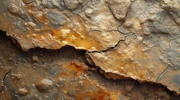 Closeup of bubbling mud with layers of different consistencies creating a mesmerizing pattern photo