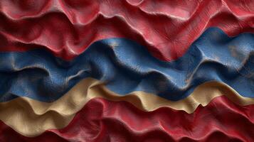 Texture of the windworn fabric creating a rippling effect on the flag photo