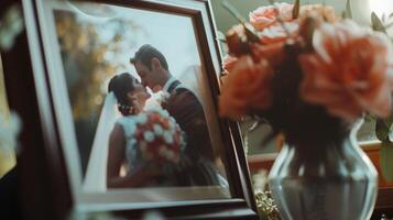 A framed photo of the couple capturing a special moment and serving as a reminder of the love shared between them