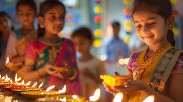 During Diwali people also give back to their community by donating to the less fortunate and participating in charitable activities photo