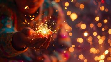 It is also common to see people setting off colorful fireworks during Diwali. The sky gets illuminated with vibrant colors and the sound of firecrackers fills the air creatin photo