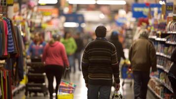 The energy is palpable as shoppers compete with each other to find the biggest discounts and get the most for their money. Its a game of luck and strategy as people strategicall photo