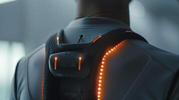 A closeup of a bodyworn sensor monitoring the patients physical activity and sending alerts for any unusual changes photo