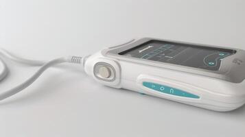 A side view of a mobile ultrasound device highlighting its compact size and portability photo