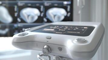 The versatility of a mobile ultrasound device shown as it can be used for various types of scans including abdominal cardiac and obstetrics photo