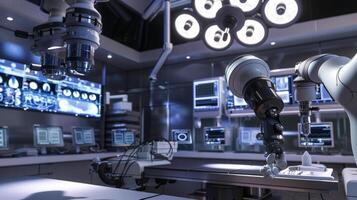 A highly detailed view of the robotic assistants advanced camera system providing surgeons with a closeup view of the site for accurate and efficient procedures photo