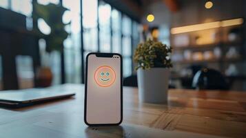 An image of a phone with a digital mental health app icon representing easy access to mental health resources at work photo