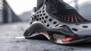 A shoe insert with builtin sensors tracking the impact of air pollution on the wearers respiratory system during their daily commute photo