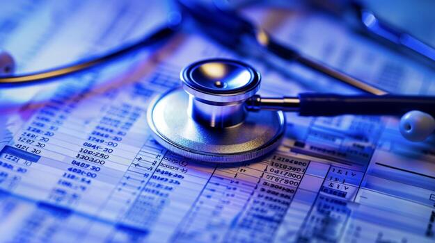 A closeup of a medical database with data points and algorithms used to calculate personalized health risk assessments photo
