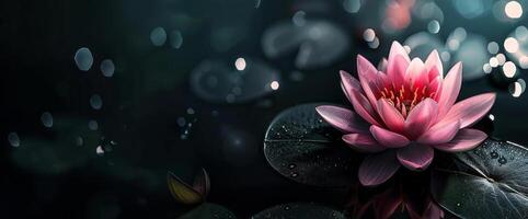 Lotus flower is floating on water. Concept of meditation, serenity, spirituality and enlightenment photo