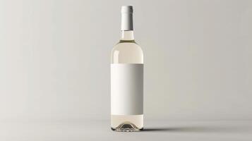 The wine label features a minimalist design with simple black text on a crisp white background. The sleek font and clean lines give the bottle a modern and sophisticated look photo