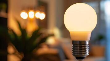 A closeup of a smart light bulb with a sleek and modern design perfect for adding a touch of elegance to any room photo