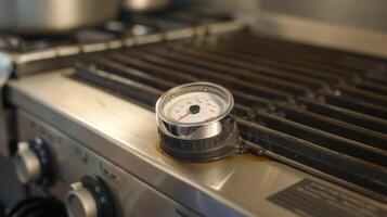 The temperature dial on the front of the hot plate is turned to the highest setting indicating a sizzling surface photo