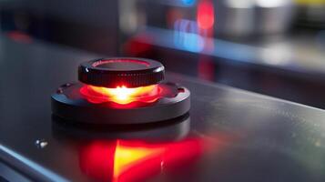 A red indicator light on the hot plate signals that it is turned on and heating up photo