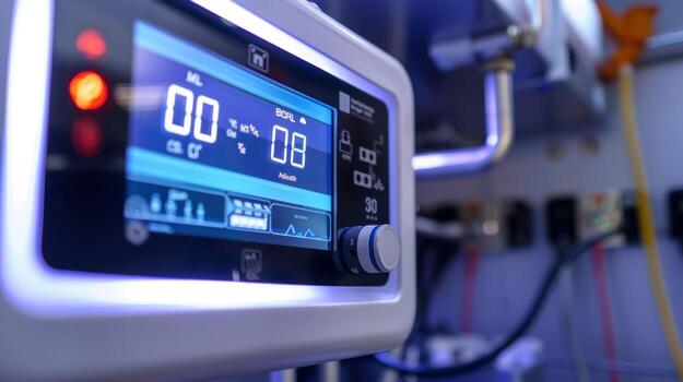 A closeup of the power stations LCD display which shows realtime battery status and can also be used to adjust settings and monitor power usage photo