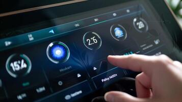 A closeup of the touch screen capabilities on a digital thermostat making it userfriendly and easy to navigate photo