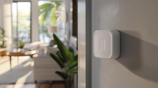 Closeup of the frames motion sensor automatically turning on when someone enters the room and turning off when no motion is detected photo