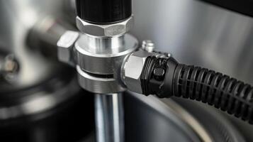 A detail shot of the pumps nozzle locking mechanism ensuring a secure and airtight connection to the valve photo