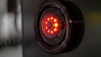 An upclose shot of the LED indicator light which signals when the repeller is turned on and functioning photo