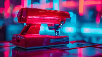The bright red staple cartridge loaded and ready for use photo