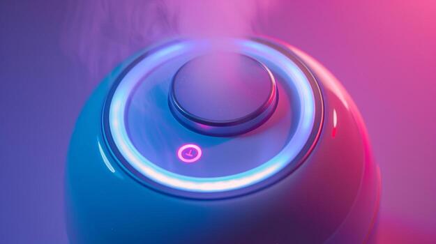 The top view of a humidifier showing the adjustable mist control and power button photo