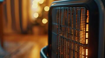 A closeup of the handle on a space heater making it easy to move from room to room photo