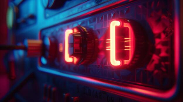 The onoff switch of a space heater with a small red light indicating it is turned on photo