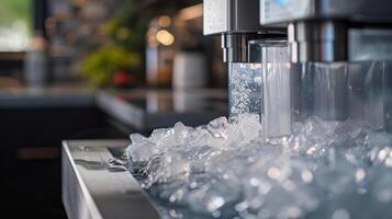 A closeup of the ice makers water filter ensuring that the ice produced is clean and free of impurities photo