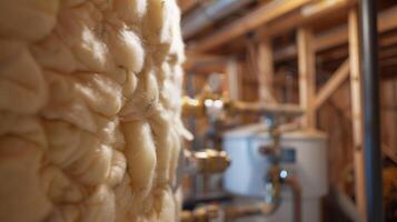 A macro view of the insulation on a water heater designed to keep the tank and pipes warm and prevent energy loss photo