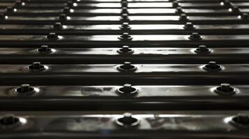 An upclose view of a radiant floor heating panel with tightly spaced tubes laid out in a grid pattern photo